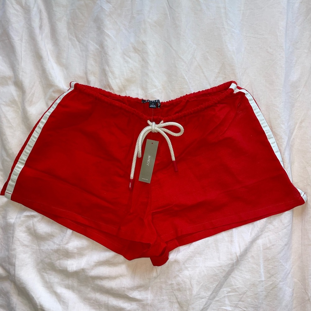 Jcrew red side-stripe shorts linen cotton blend NWT - Picture 4 of 6